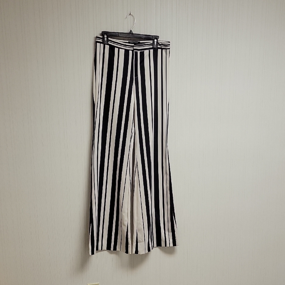 Jealous Tomato  women's Black and White Striped Wide Leg Pants,  Sz Large